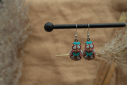 Hand-painted wooden earrings style 7